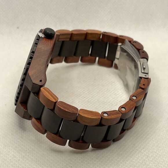 BEWELL W154A Men's Red/Black Sandalwood Analog Dial Quartz Wrist Watch YR42 - Picture 8 of 10